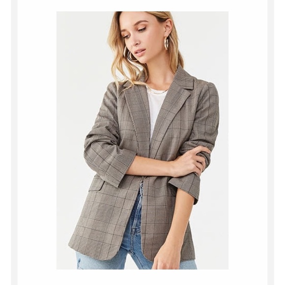 Forever 21 Jackets & Blazers - Forever 21 Glen Plaid Blazer Taupe Medium